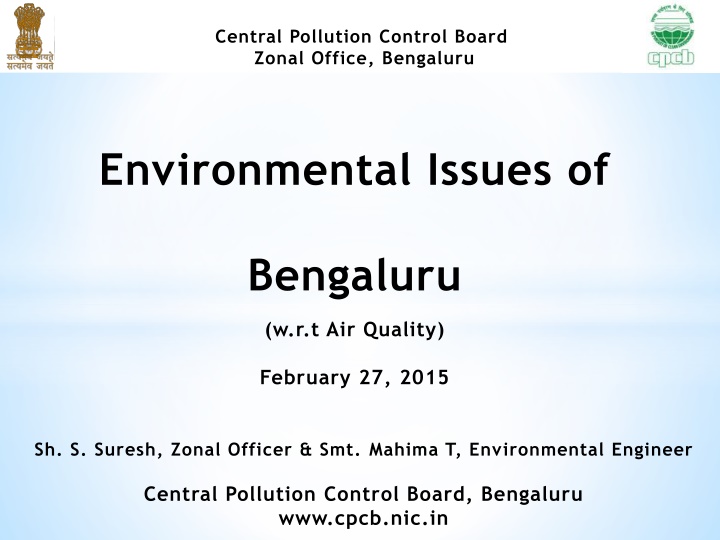 Environmental Issues in Bengaluru: Insights from Central Pollution Control Board Zonal Office