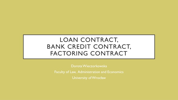 Loan Contracts: Legal Aspects and Financial Ramifications