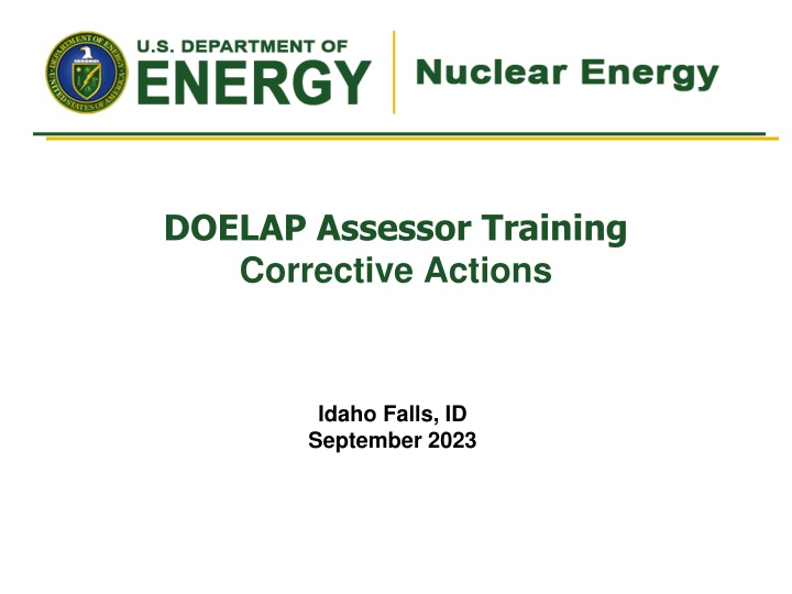 DOELAP Assessor Training Corrective Actions