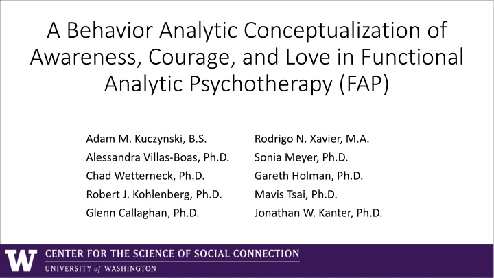 Functional Analytic Psychotherapy (FAP) Concepts