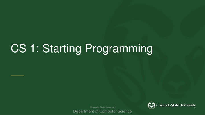 Introduction to Programming Concepts at Colorado State University