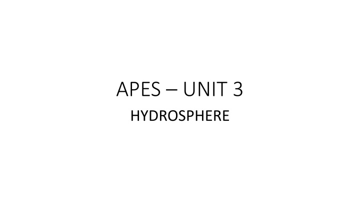 Hydrological Cycle and Aquatic Environments