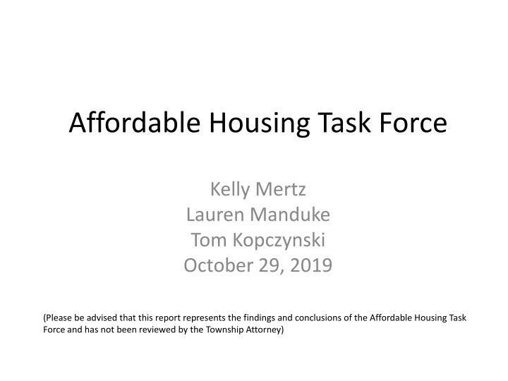 Affordable Housing Task Force Report Overview