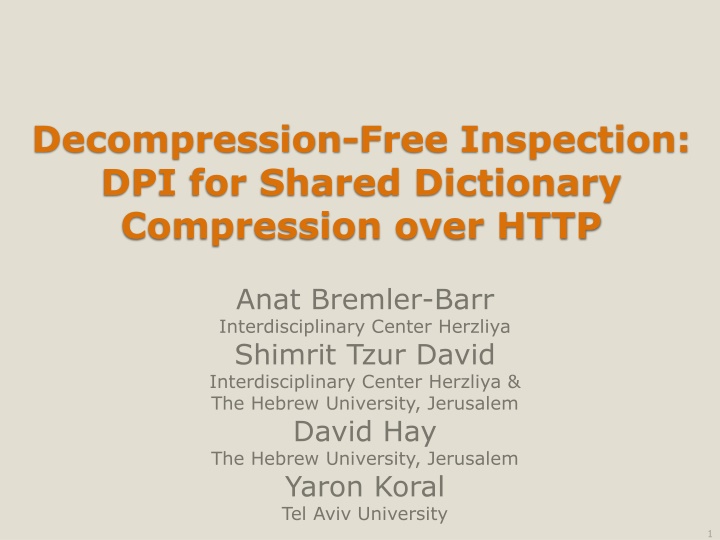 Dictionary Compression and Deep Packet Inspection (DPI) Overview