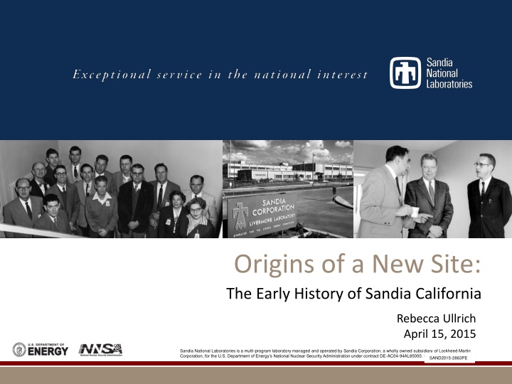Early History of Sandia National Laboratories