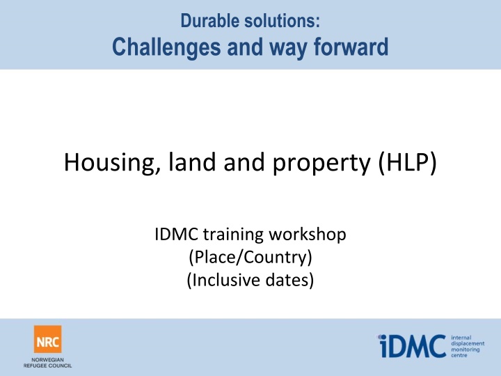 HLP Rights and Durable Solutions in Displacement Situations