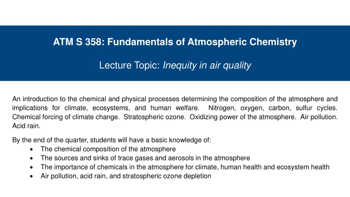 Inequity in Air Quality: Implications for Climate and Human Health