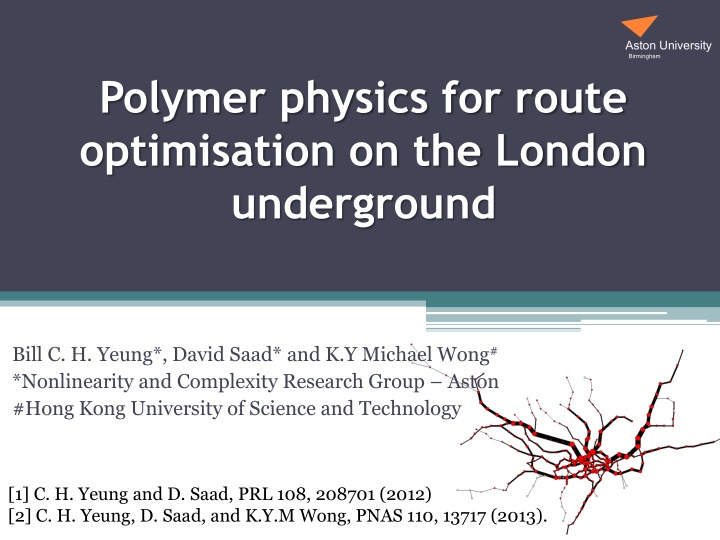 Polymer Physics for Route Optimization on the London Underground