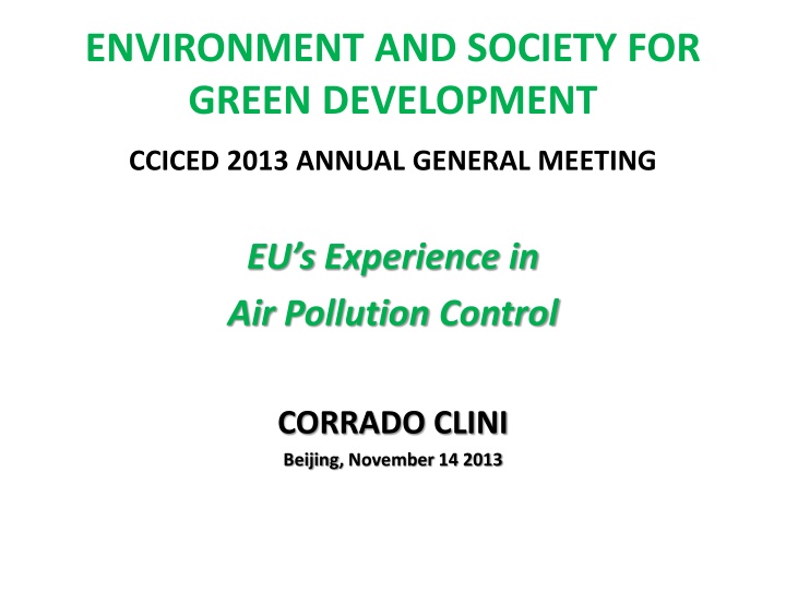 EU Air Quality Legislation for Green Development