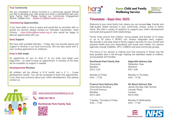 Family Hub Volunteer Opportunities in Basildon - Get Involved Today