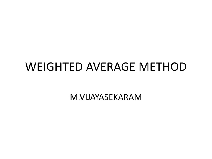 Weighted Average Cost Method in Accounting