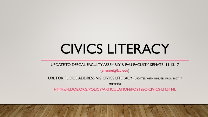 Florida Civics Literacy Initiative Update and Committee Members