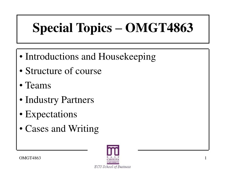 Special Topics in SCM: Industry Partnerships and Team Dynamics