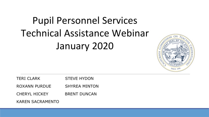 Technical Assistance Webinar Highlights for Pupil Personnel Services