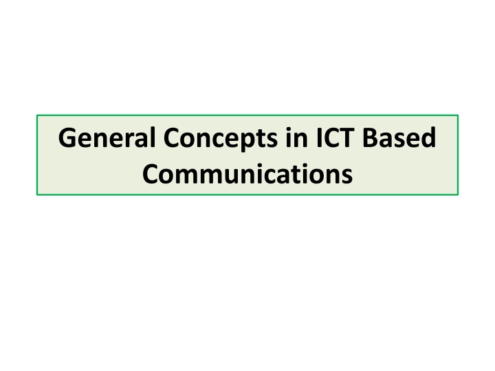 Essential Concepts in ICT-Based Communications for Agricultural Extension Programs