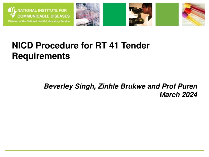 NICD Procedure for RT-41 Tender Requirements and Evaluation of HIV Rapid Test Kits