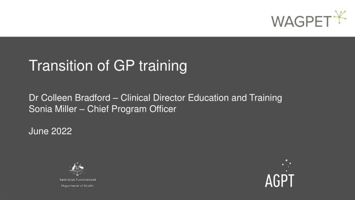 Transition of GP Training Progress Update