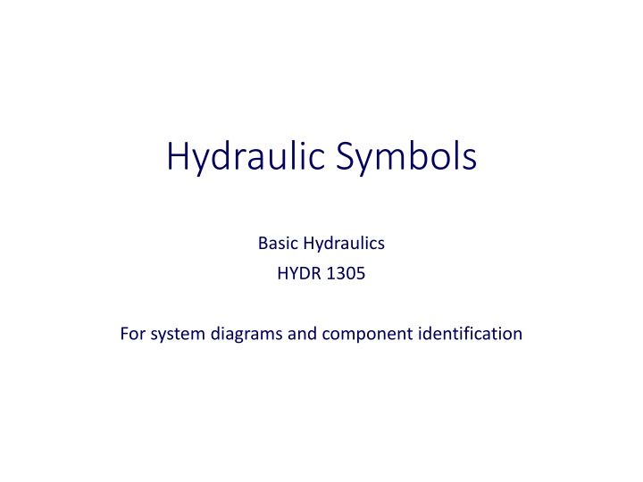 Hydraulic Symbols and Equipment in Basic Hydraulics