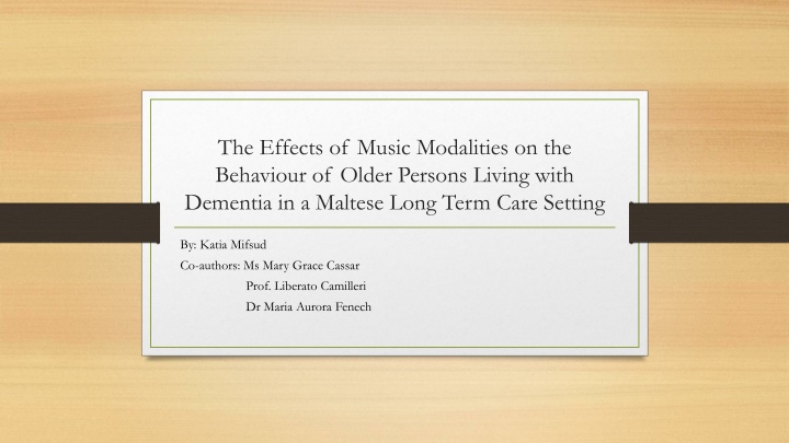 Music Modalities for Dementia Care in Maltese Long-Term Settings