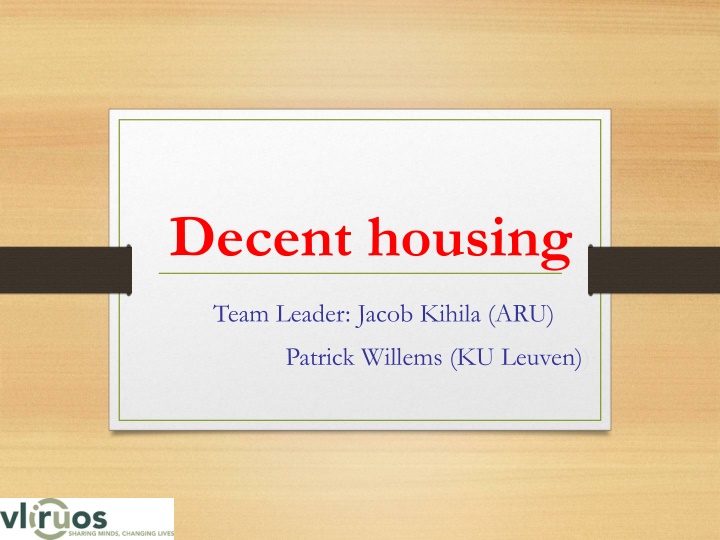 Decent Housing Project for Improved Water Supply and Sustainable Sanitation