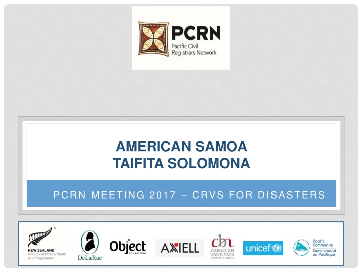 Critical Review of CRVS Implementation for Disaster Management in American Samoa