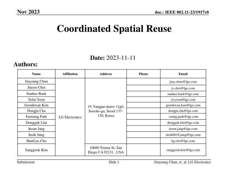 Coordinated Spatial Reuse