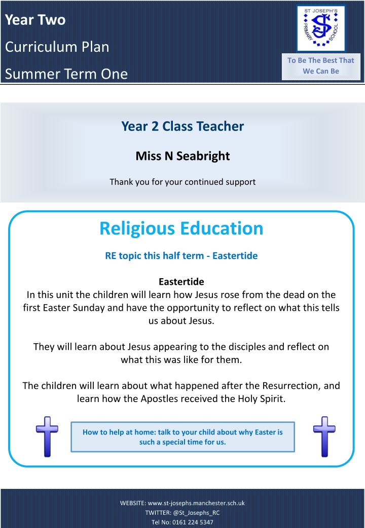 Year 2 Curriculum Plan for Summer Term - Be the Best That We Can Be
