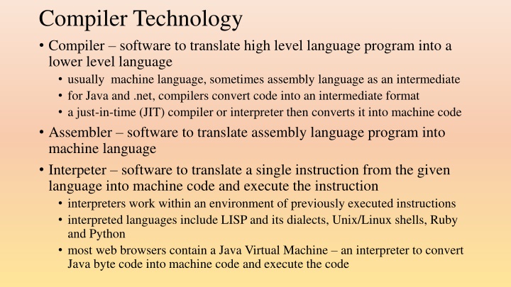 Overview of Compiler Technology and Related Terminology