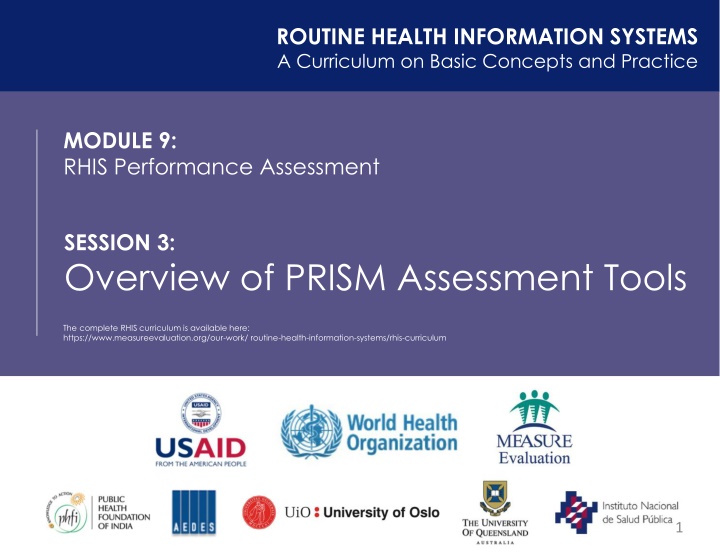 Overview of PRISM Assessment Tools in Routine Health Information Systems