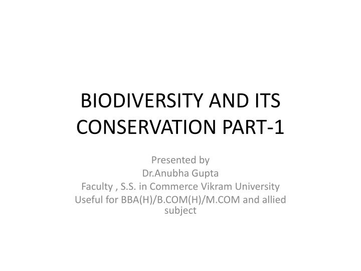 Biodiversity and Conservation