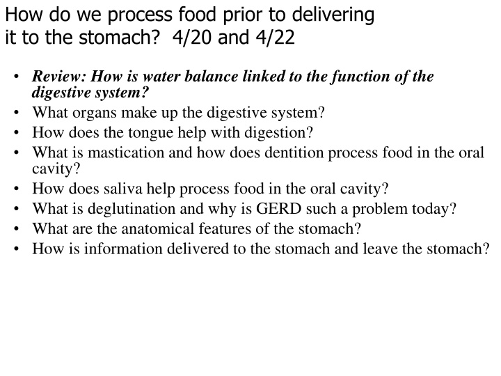 Water Balance and Digestive System Function