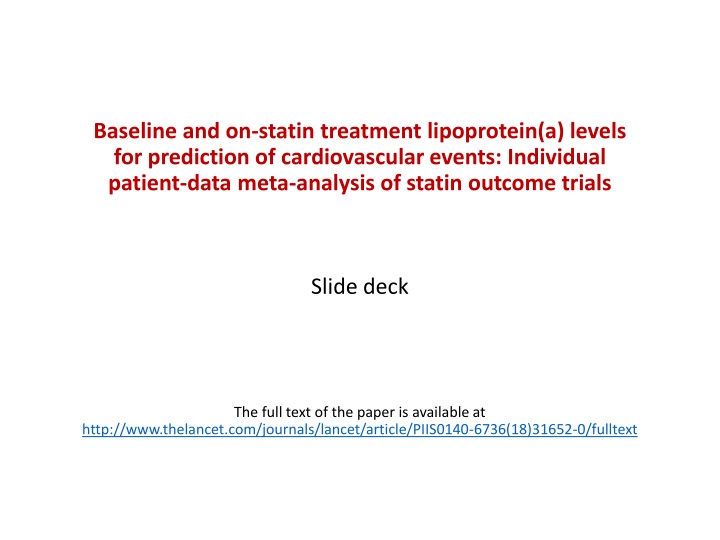 Baseline Lipoprotein(a) Levels in Statin-Treated Patients for Cardiovascular Event Prediction
