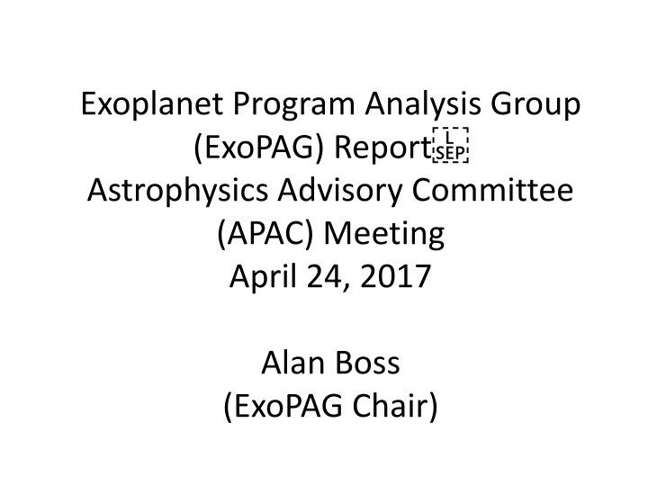 ExoPAG Analysis Groups and Membership Changes
