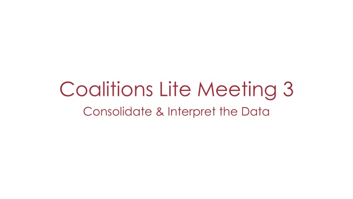 Coalitions Lite Meeting 3: Data Consolidation and Interpretation
