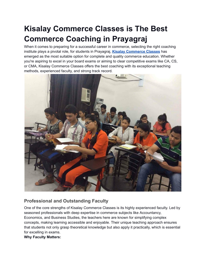 kisalay commerce classes is the best commerce n.w