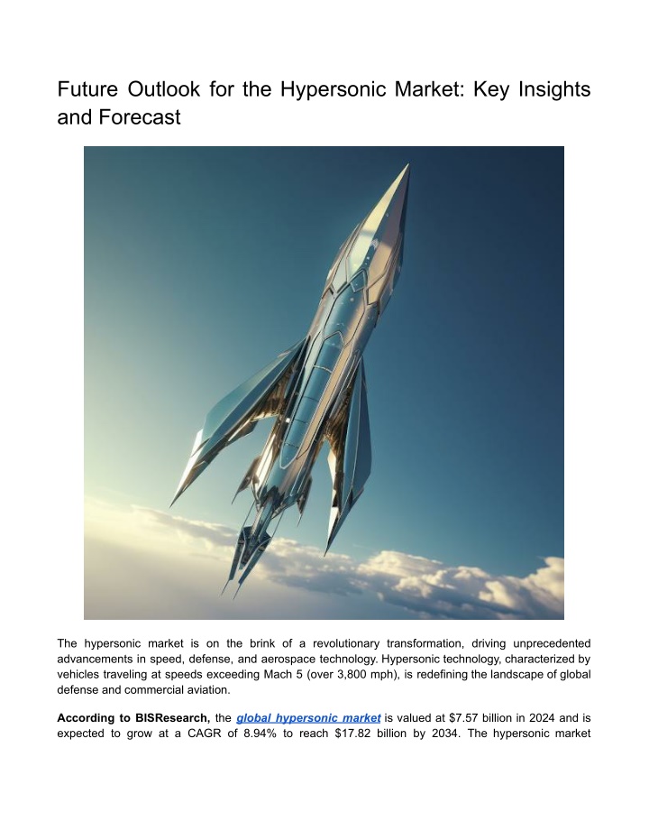 future outlook for the hypersonic market n.w
