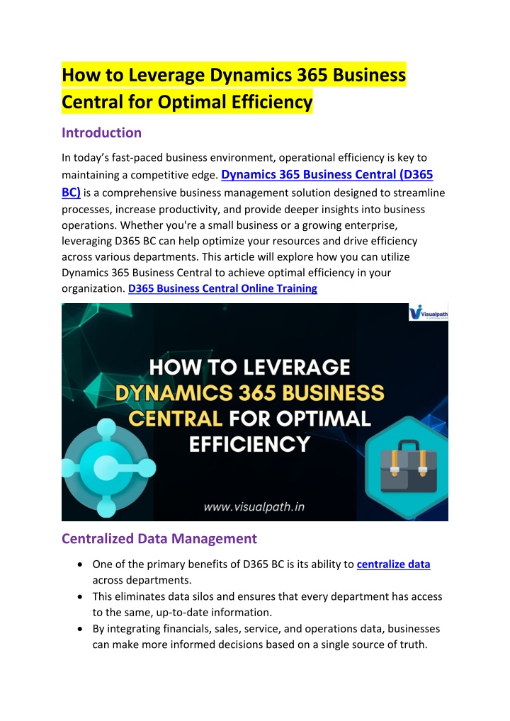 how to leverage dynamics 365 business central n.w