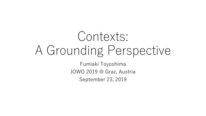 Contexts: A Meta-Ontological Approach
