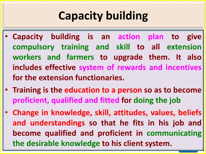 Capacity Building and Training for Extension Workers and Farmers