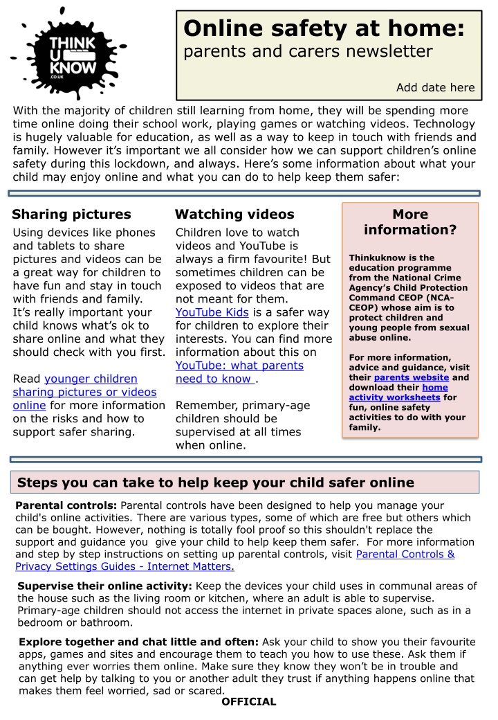 Protecting Children Online: Tips for Parents and Carers