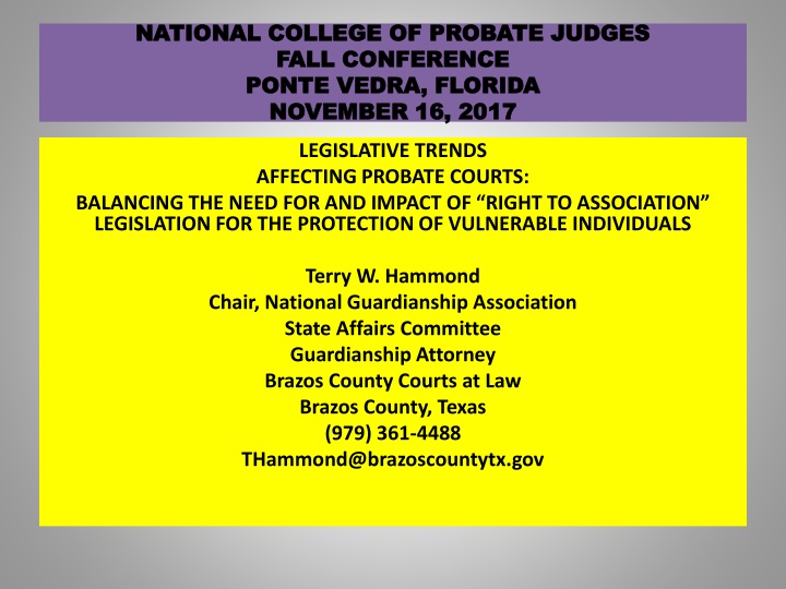 Protecting Vulnerable Individuals: Legislative Trends in Probate Courts