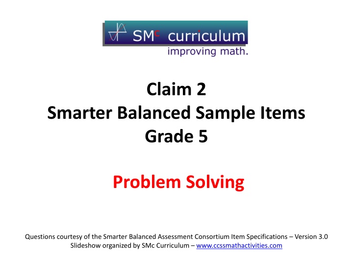 Grade 5 Smarter Balanced Problem-Solving Questions