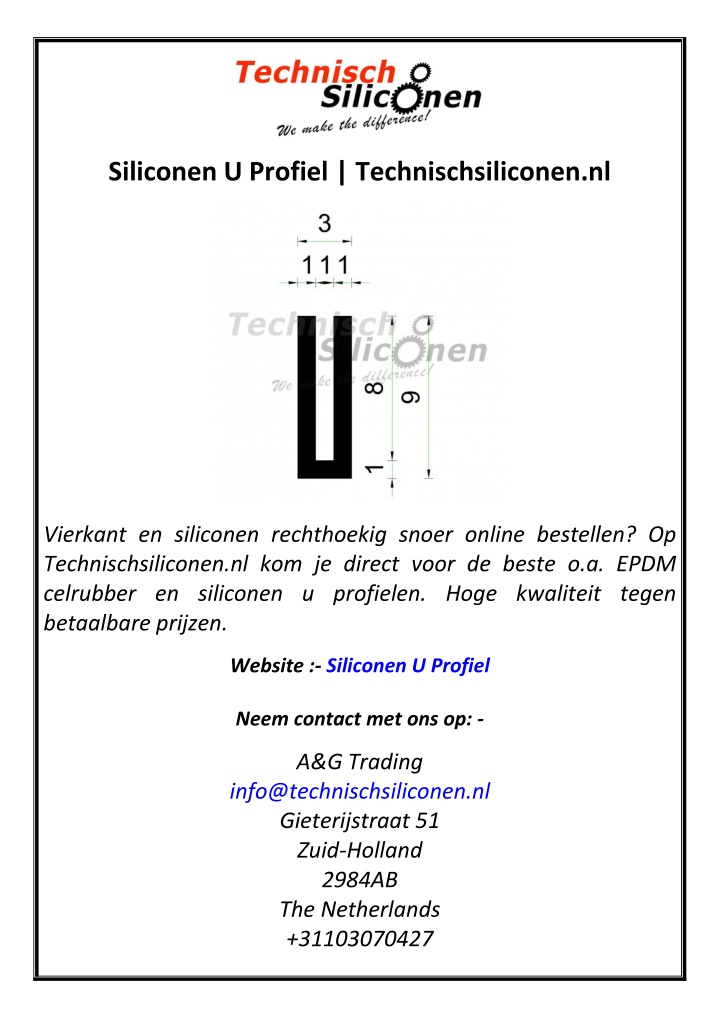 siliconen u profiel technischsiliconen nl n.w