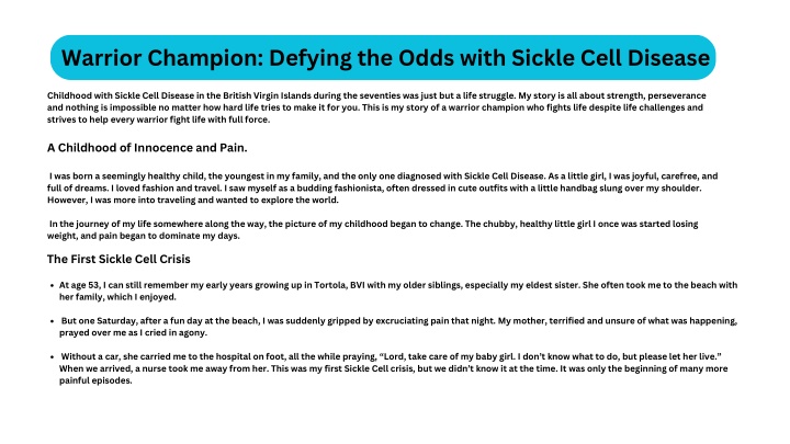 warrior champion defying the odds with sickle n.w