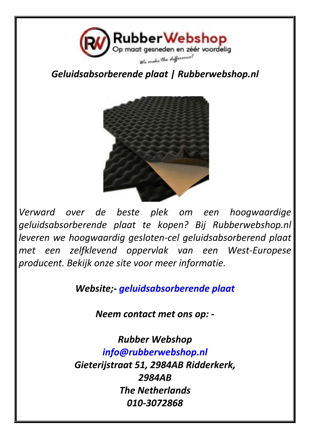 geluidsabsorberende plaat rubberwebshop nl l.w