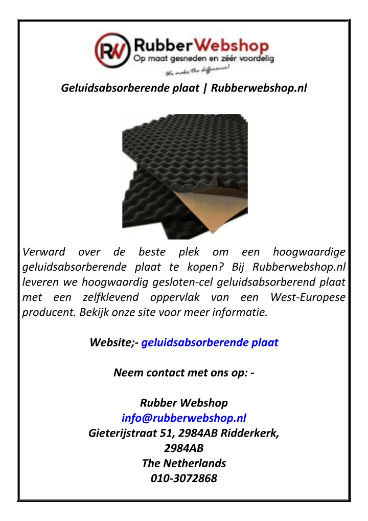geluidsabsorberende plaat rubberwebshop nl n.w
