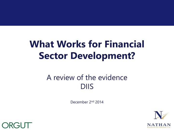 Financial Sector Development: Evidence and Strategies