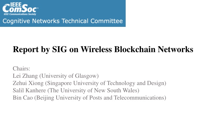 Report on Wireless Blockchain Networks by SIG Chairs