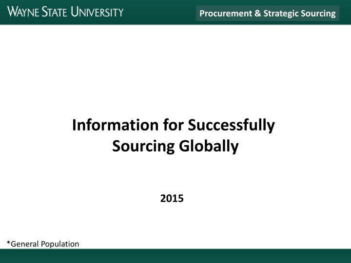 Strategic Procurement and Sourcing Insights for Global Operations