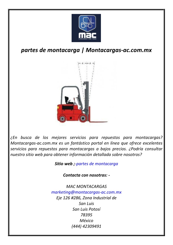 partes de montacarga montacargas ac com mx n.w